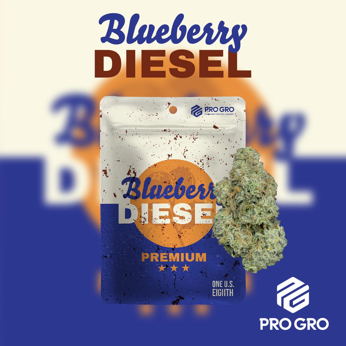 pro gro genetics blueberry diesel cannabis strain eighth