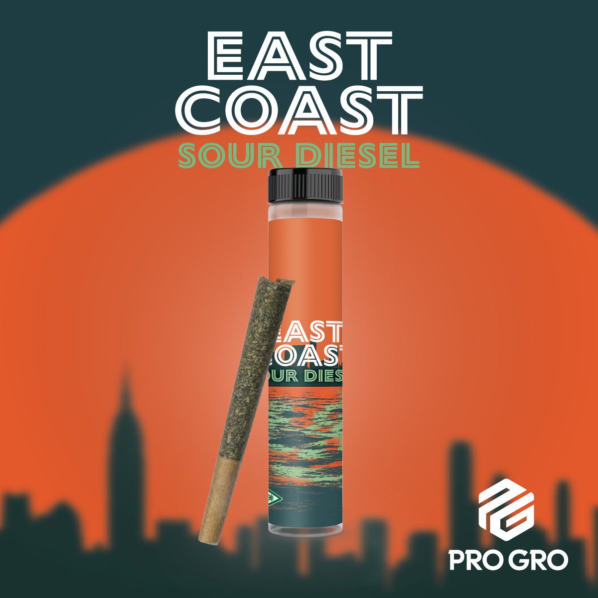pro gro genetics east coast sour diesel cannabis strain preroll